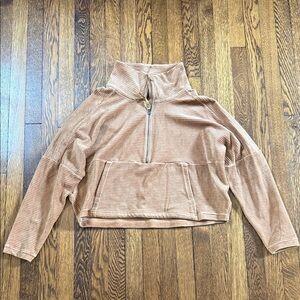 Prana Ribbed Quarter-Zip Pullover, NWOT, Large, Tan